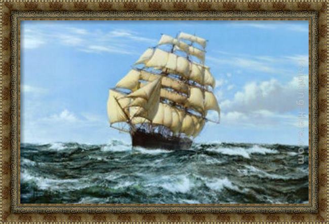 Framed Montague Dawson racing home, the cutty sark painting