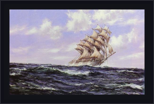 Framed Montague Dawson the abner coburn. fair weather painting