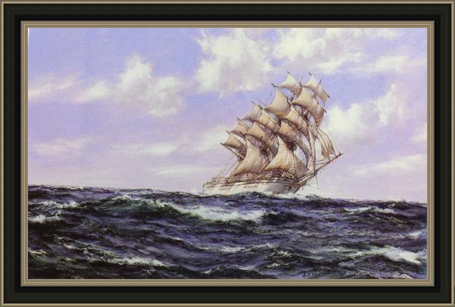 Framed Montague Dawson the abner coburn. fair weather painting