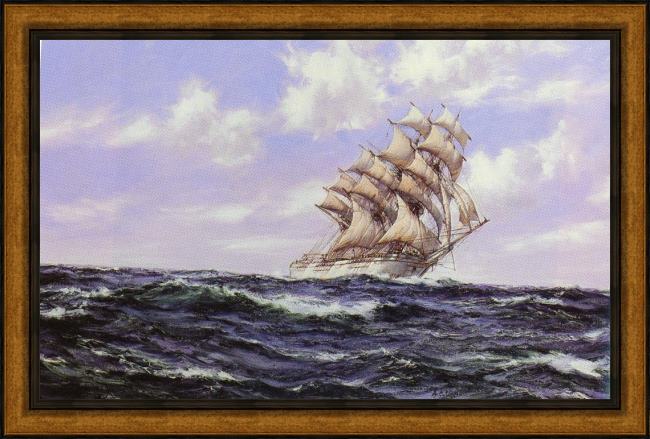 Framed Montague Dawson the abner coburn. fair weather painting