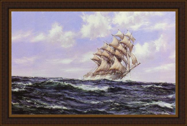 Framed Montague Dawson the abner coburn. fair weather painting