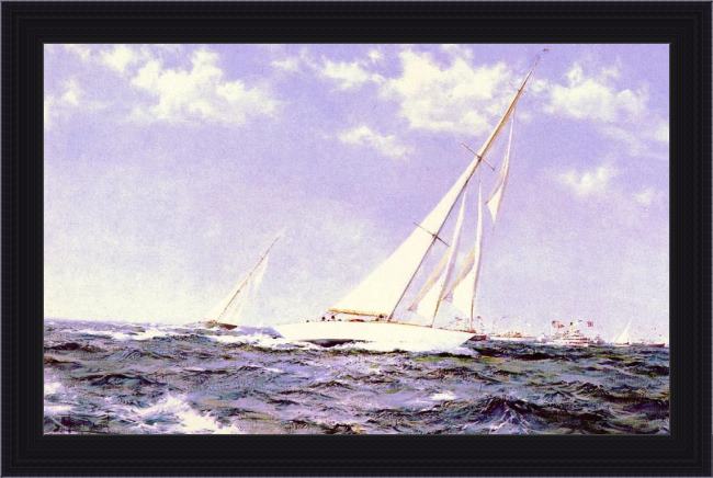 Framed Montague Dawson the americas cup race painting