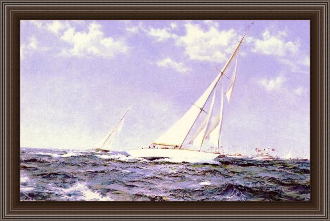 Framed Montague Dawson the americas cup race painting