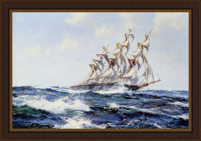 Framed Montague Dawson the baltimore flyer painting