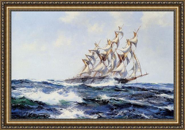 Framed Montague Dawson the baltimore flyer painting