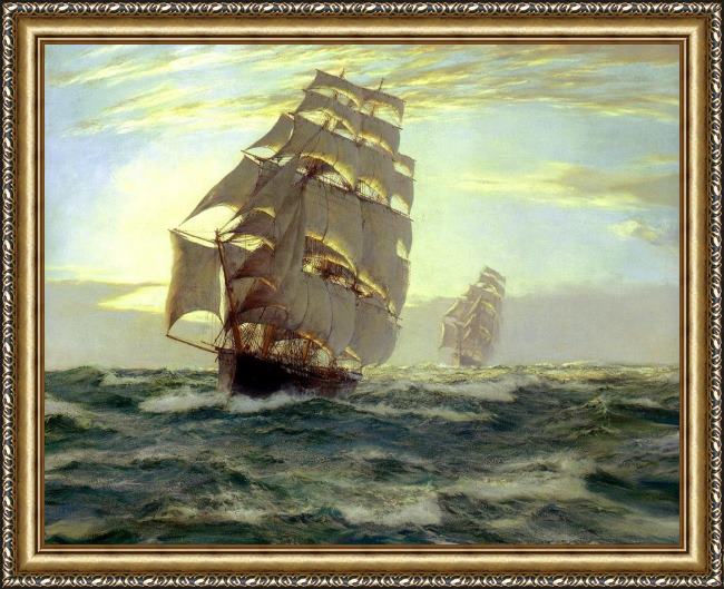 Framed Montague Dawson the flying cloud painting