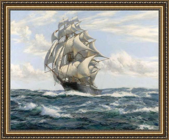 Framed Montague Dawson the flying fish painting