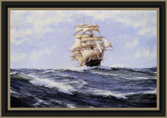 Framed Montague Dawson the torrens painting