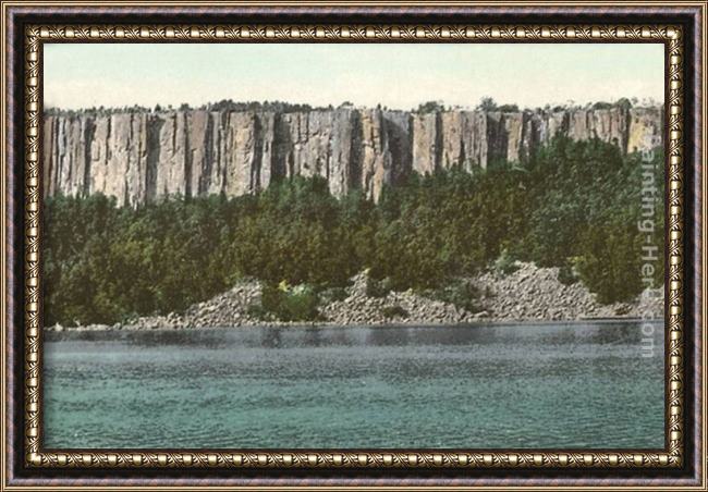 Framed Norman Parkinson palisades, hudson river painting