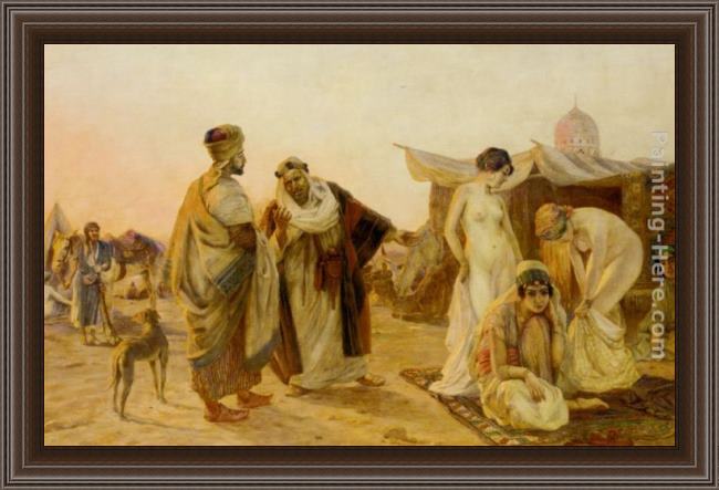 Framed Otto Pilny the slave market painting