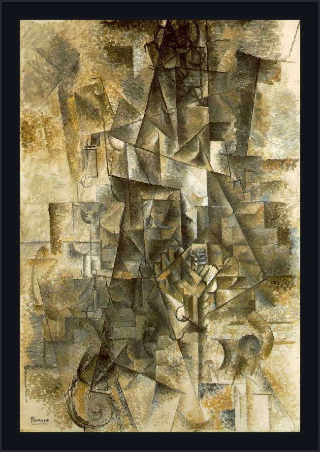 Framed Pablo Picasso accordionist painting