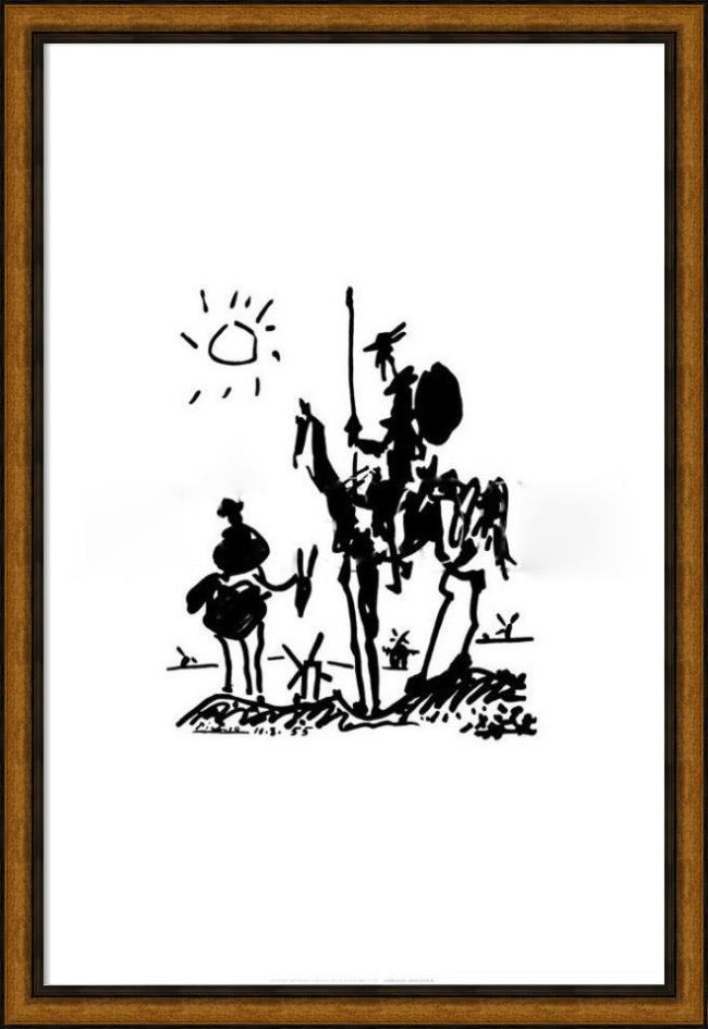 Framed Pablo Picasso don quixote painting