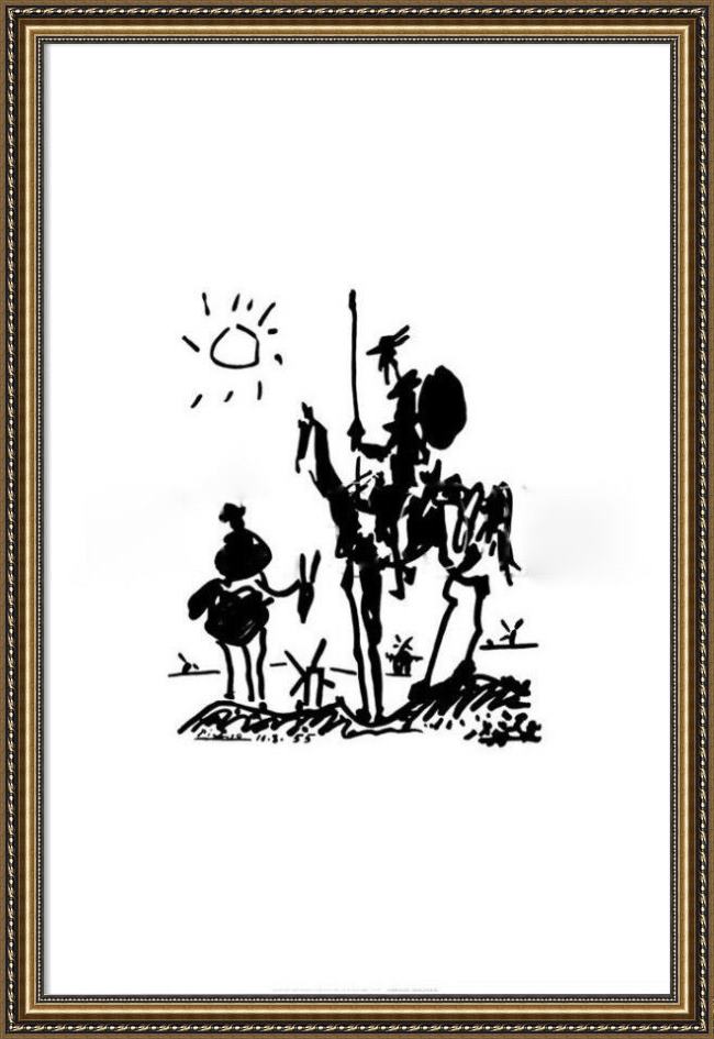 Framed Pablo Picasso don quixote painting