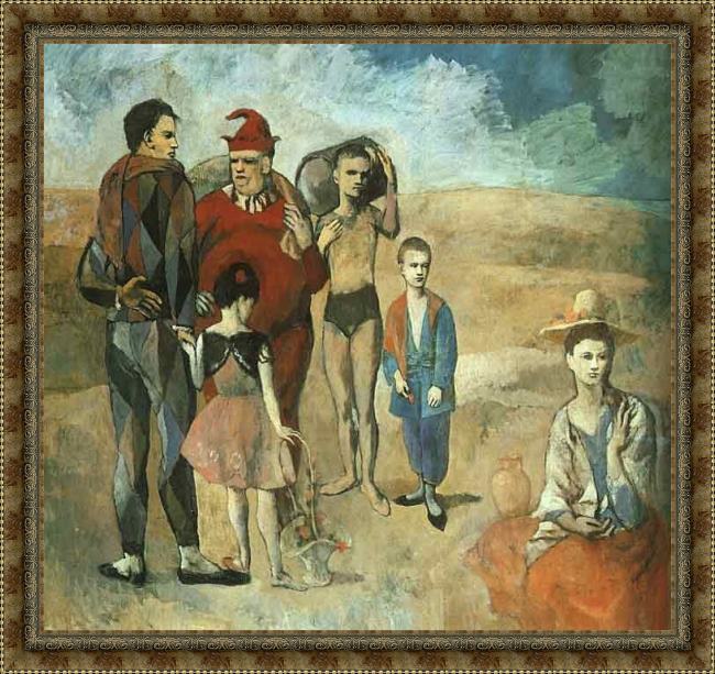 Framed Pablo Picasso family at saltimbanquesc painting