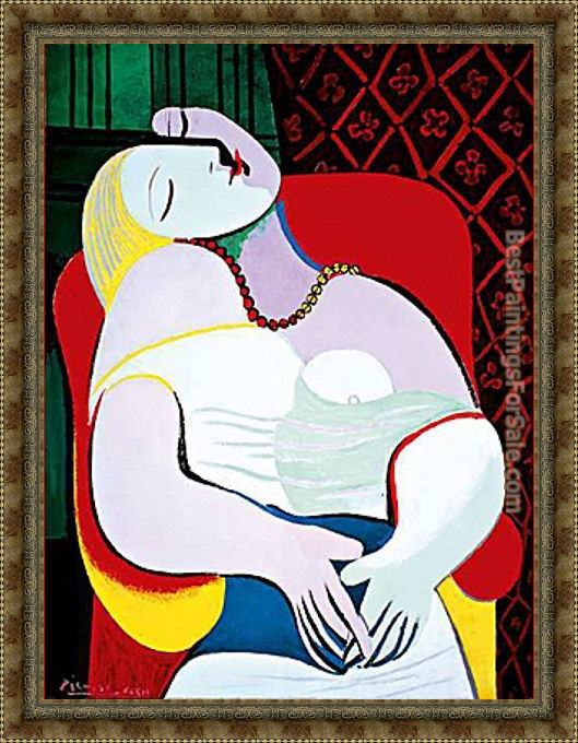 Framed Pablo Picasso le reve painting