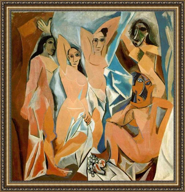Framed Pablo Picasso les demoiselles davignon painting