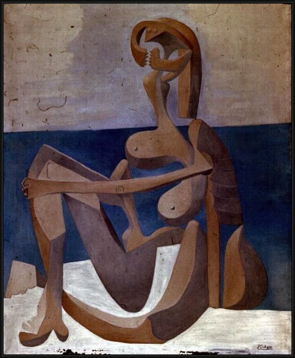 Framed Pablo Picasso seated bather painting