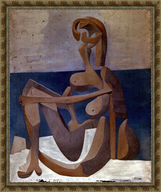 Framed Pablo Picasso seated bather painting