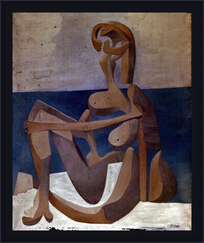 Framed Pablo Picasso seated bather painting