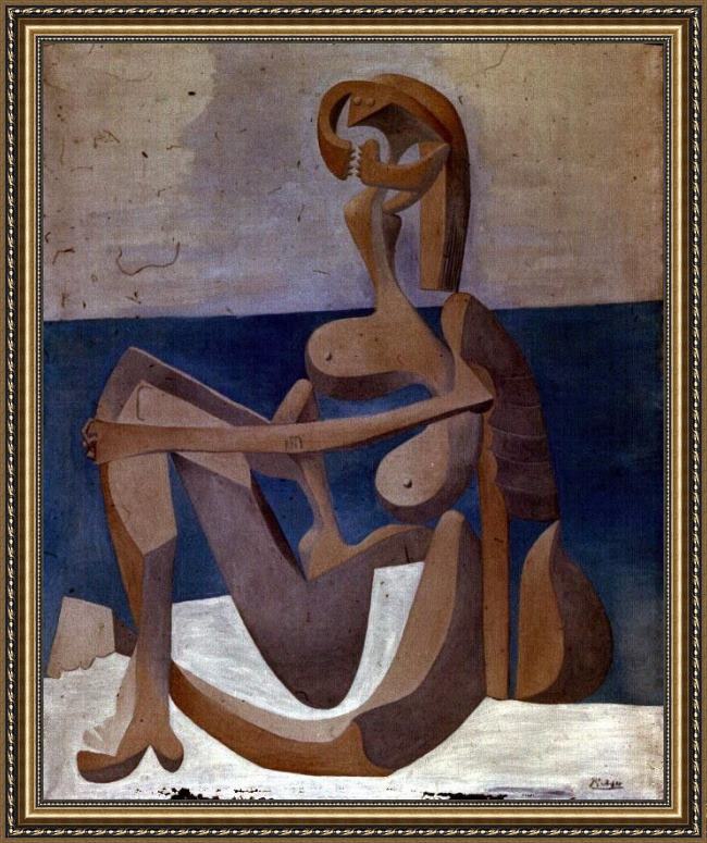 Framed Pablo Picasso seated bather painting