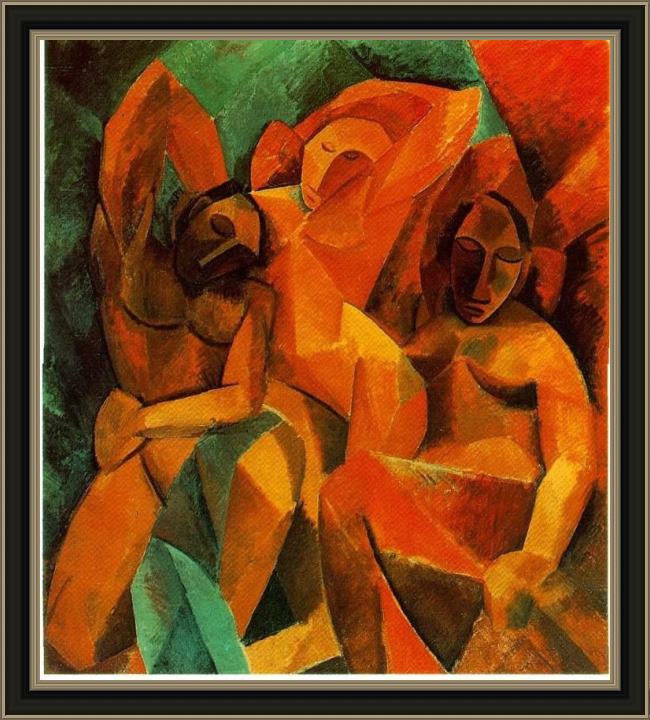 Framed Pablo Picasso three women painting