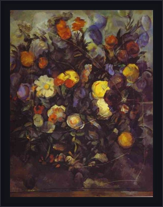 Framed Paul Cezanne flowers painting