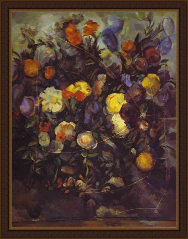 Framed Paul Cezanne flowers painting