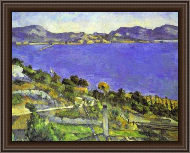 Framed Paul Cezanne l'estaque painting