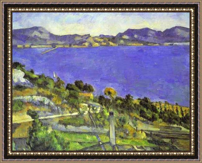 Framed Paul Cezanne l'estaque painting