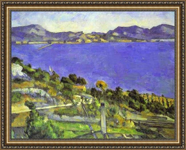 Framed Paul Cezanne l'estaque painting