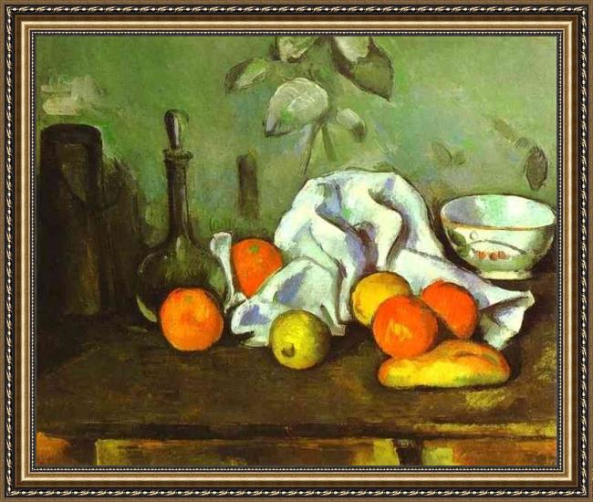 Framed Paul Cezanne still life with fruit painting