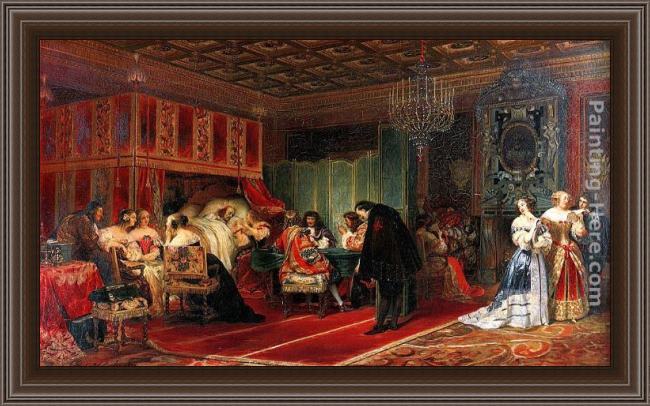 Framed Paul Delaroche cardinal mazarin dying painting