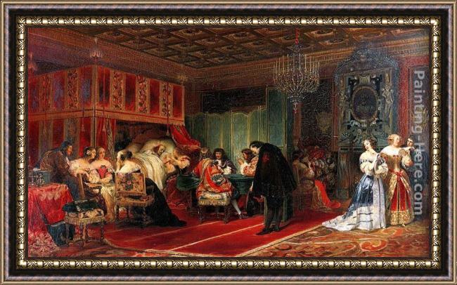 Framed Paul Delaroche cardinal mazarin dying painting