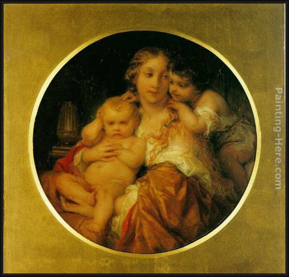 Framed Paul Delaroche mother and child painting