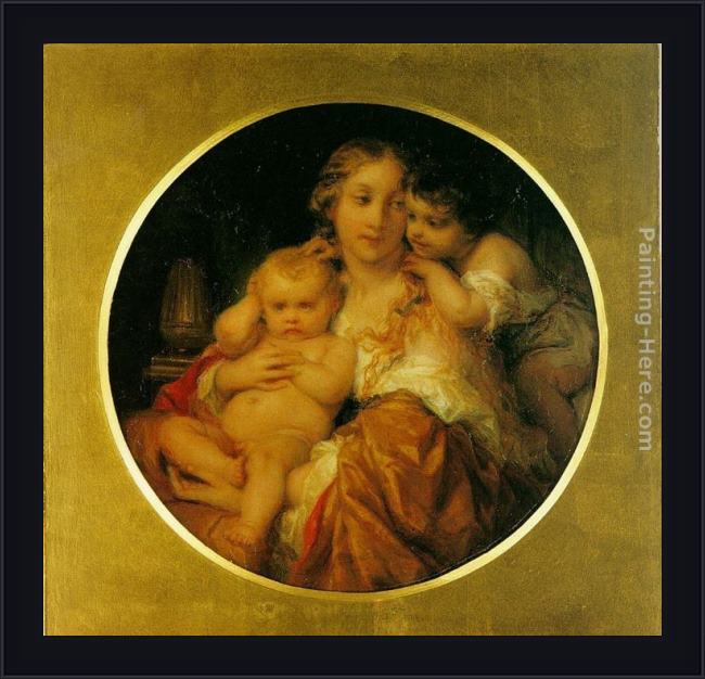 Framed Paul Delaroche mother and child painting