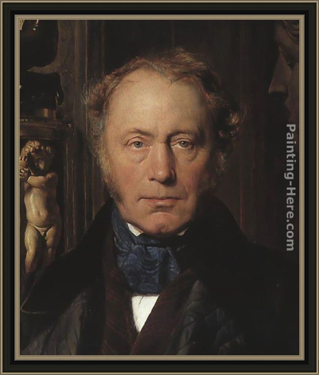 Framed Paul Delaroche portrait - detail painting