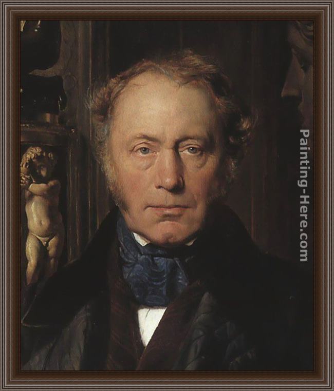 Framed Paul Delaroche portrait - detail painting