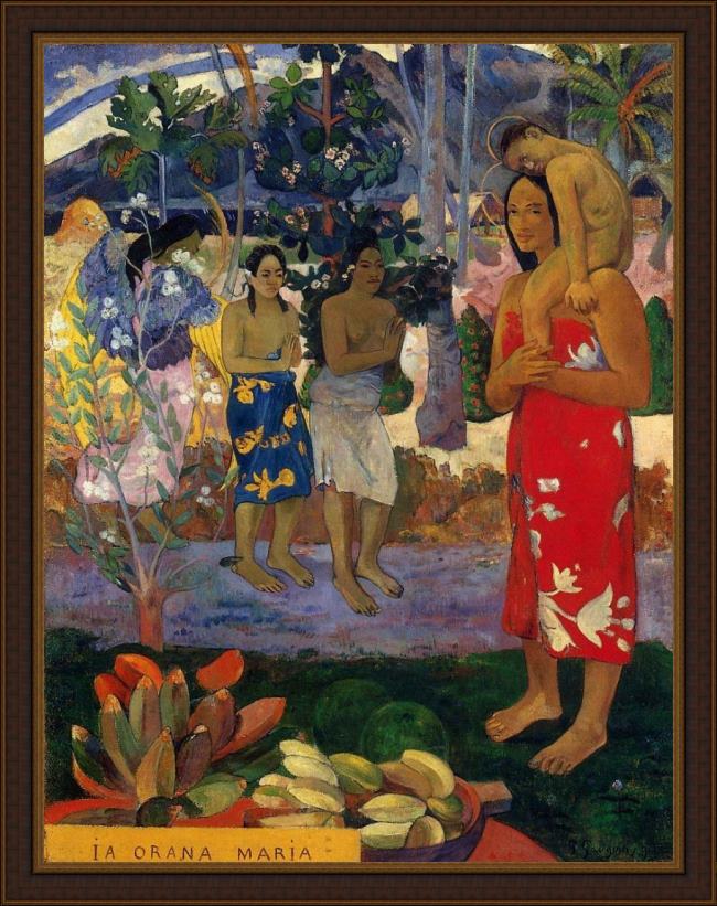 Framed Paul Gauguin hail mary painting