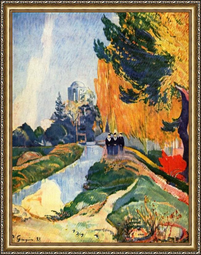 Framed Paul Gauguin les alyscamps painting