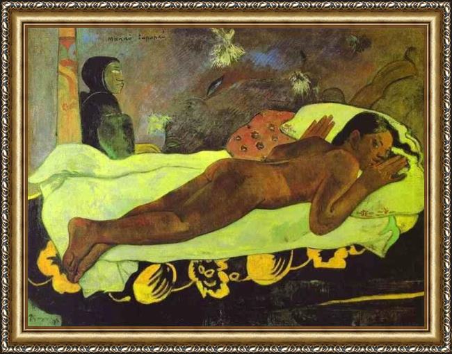 Framed Paul Gauguin manao tupapau painting