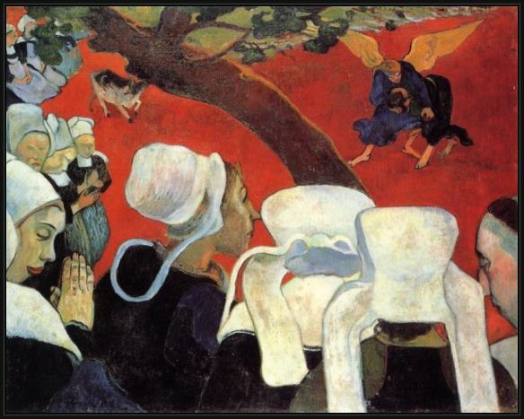 Framed Paul Gauguin the vision after the sermon painting