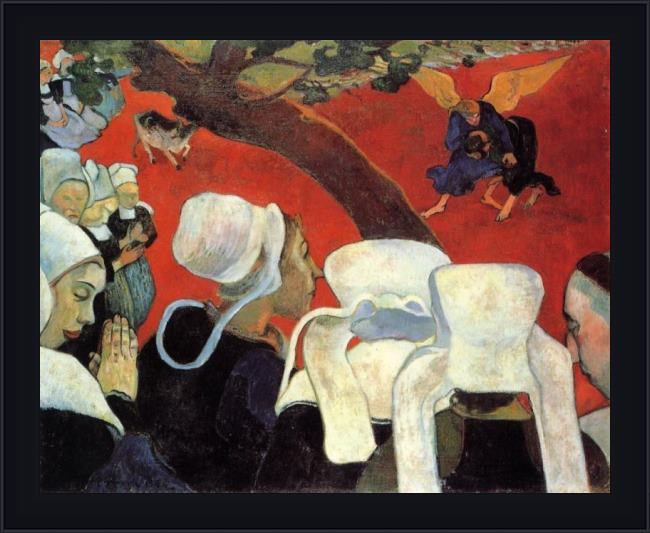 Framed Paul Gauguin the vision after the sermon painting