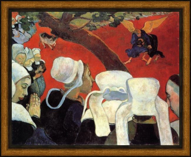 Framed Paul Gauguin the vision after the sermon painting