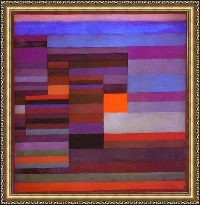Framed Paul Klee fire in the evening painting