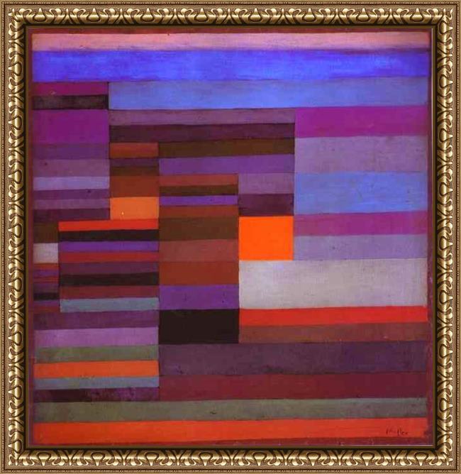 Framed Paul Klee fire in the evening painting