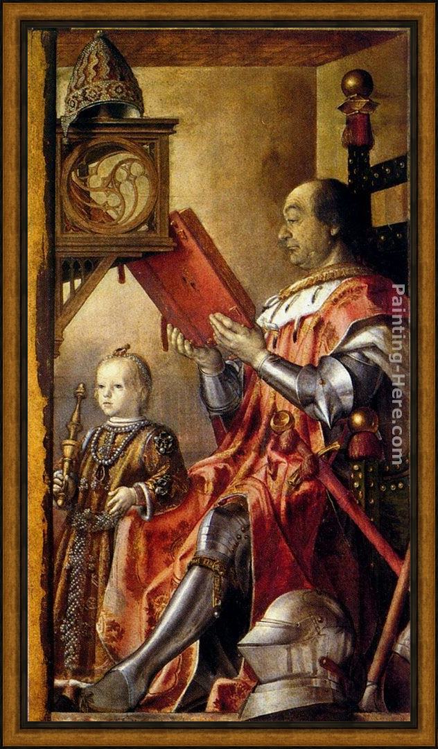 Framed Pedro Berruguete federico da montefeltro with his son guidobaldo painting