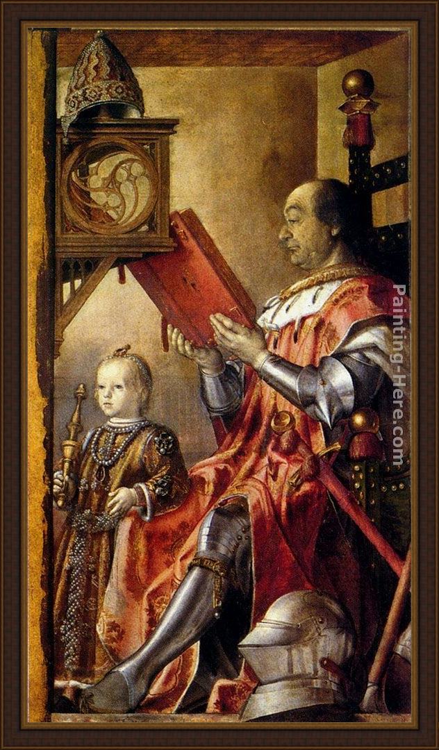 Framed Pedro Berruguete federico da montefeltro with his son guidobaldo painting