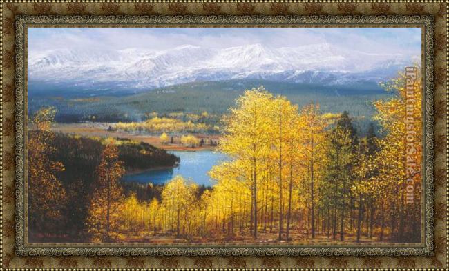 Framed Peter Ellenshaw colorado gold painting