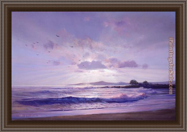Framed Peter Ellenshaw sunset glory painting