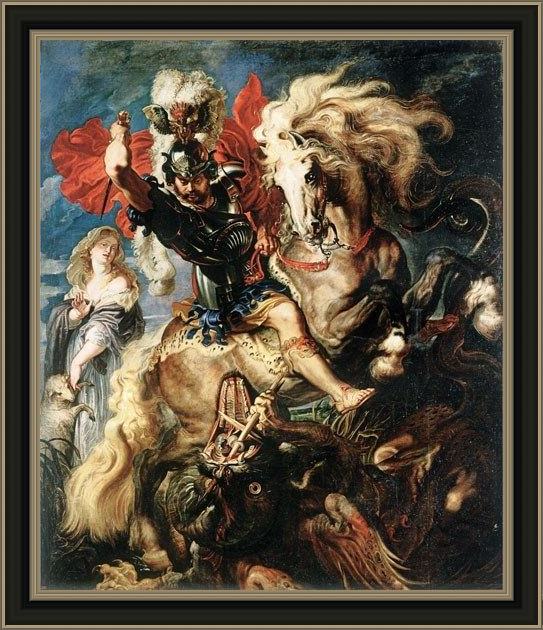 Framed Peter Paul Rubens st george dragon rubens painting
